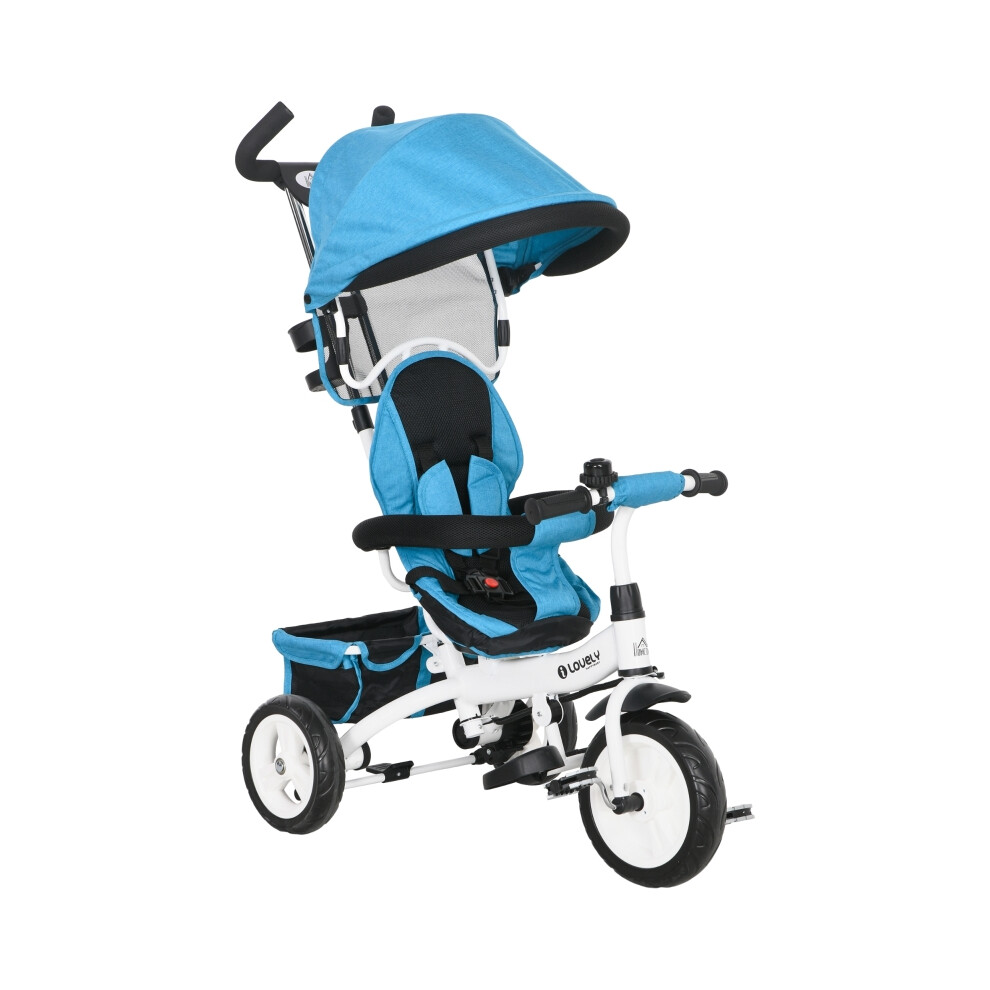 Kids 6 in 1 Tricycle with Push Handle Canopy Safety Belt Footrest Storage Brake for Ages 1-5 Blue-image-OPC-PMY7R8J-NEW
