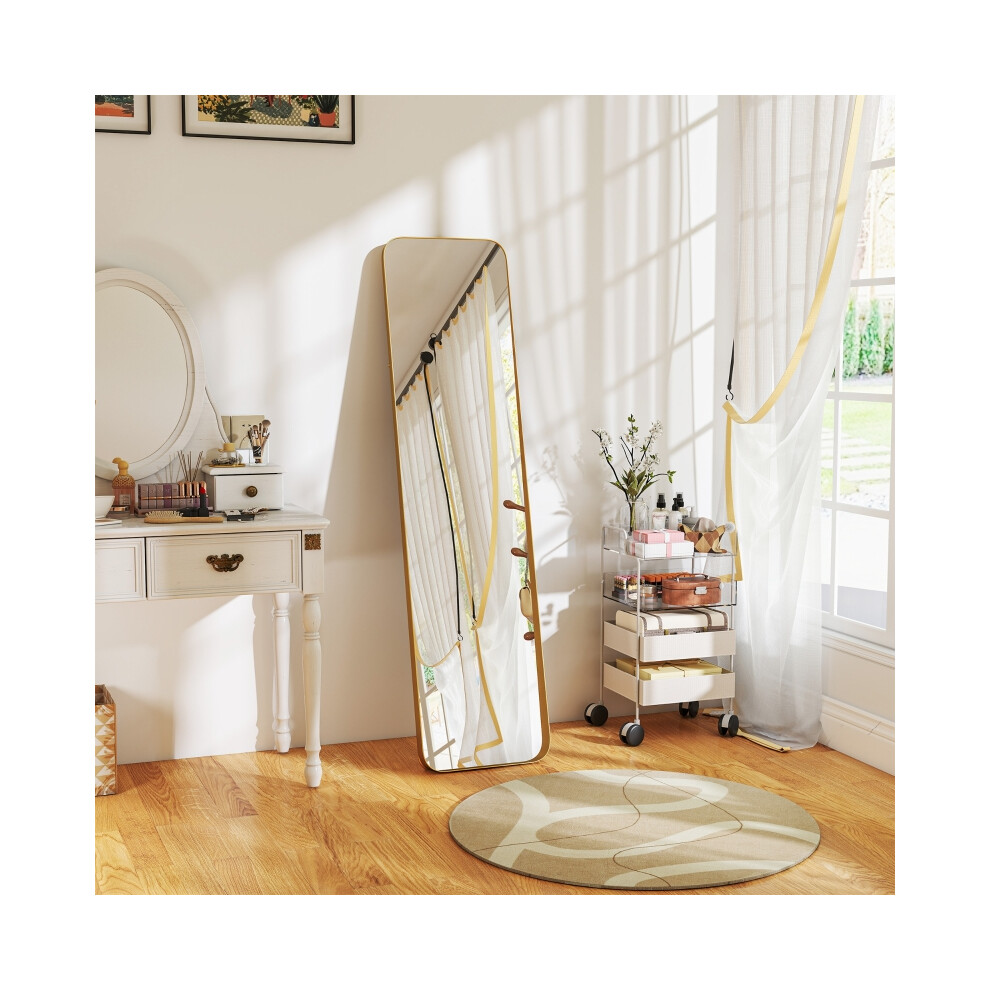 Rectangular Full Length Mirror 40 x 160 cm Gold Tone Standing Mirror for Bedroom & Living Room-image-OPC-PMY7R9D-NEW