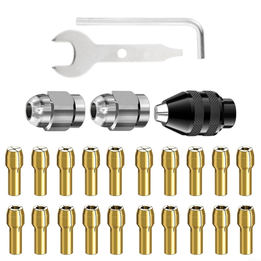 25Pcs Brass Drill Chuck Set Rotating Drill Nut Drill Bit Chuck For Rotary Tools, Rotary Tool Adapter 9323874937267