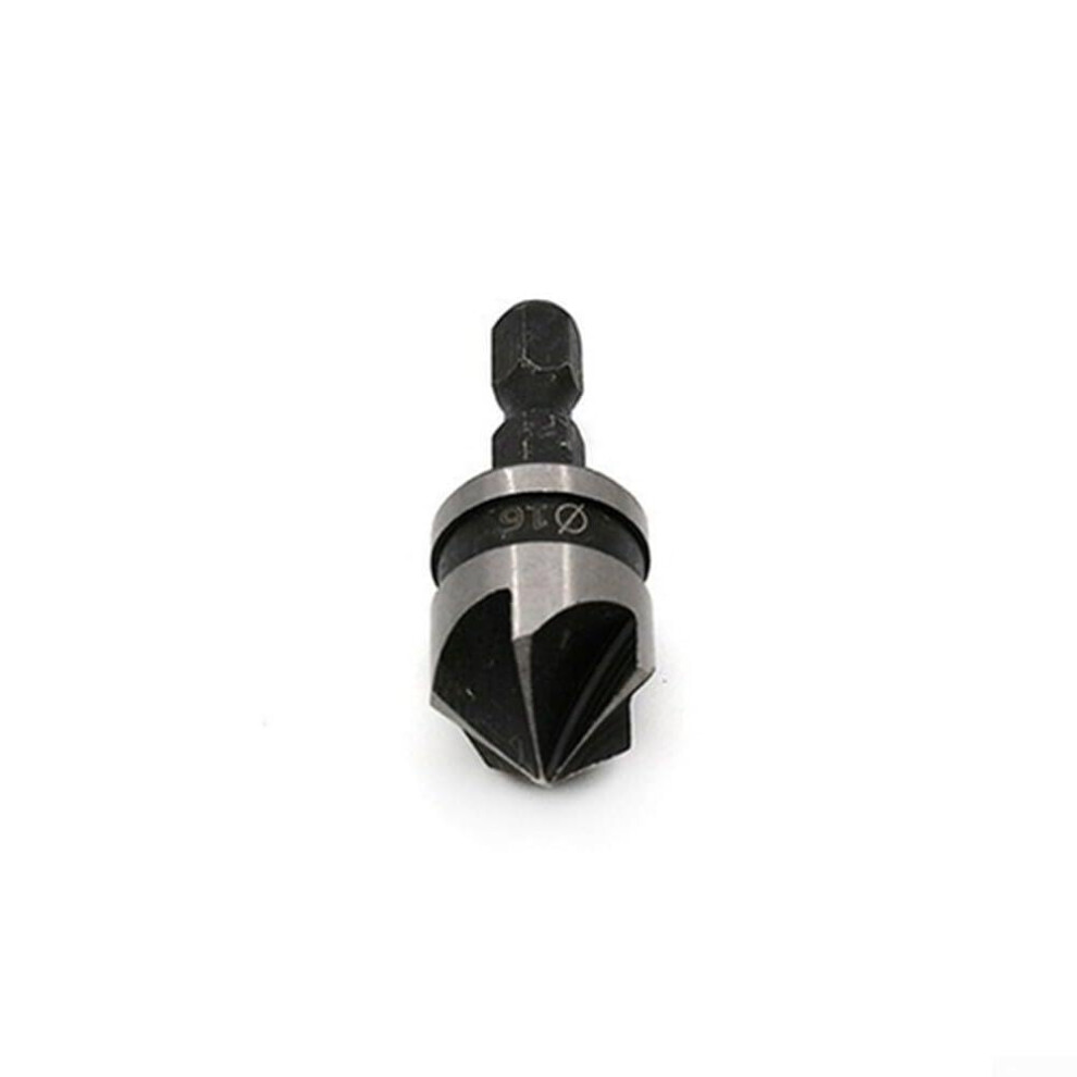 Countersink Drill Bits With Quick Change Hex Shank, 5 Flute Cutter, Heat Treated Carbon Steel (16Mm) 9323874937946