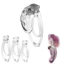 Male Soft Cover Cross Dressing Chastity Cock Cage with 3 Fufu Clips Sex Toys Set -A28UK (Transparent)