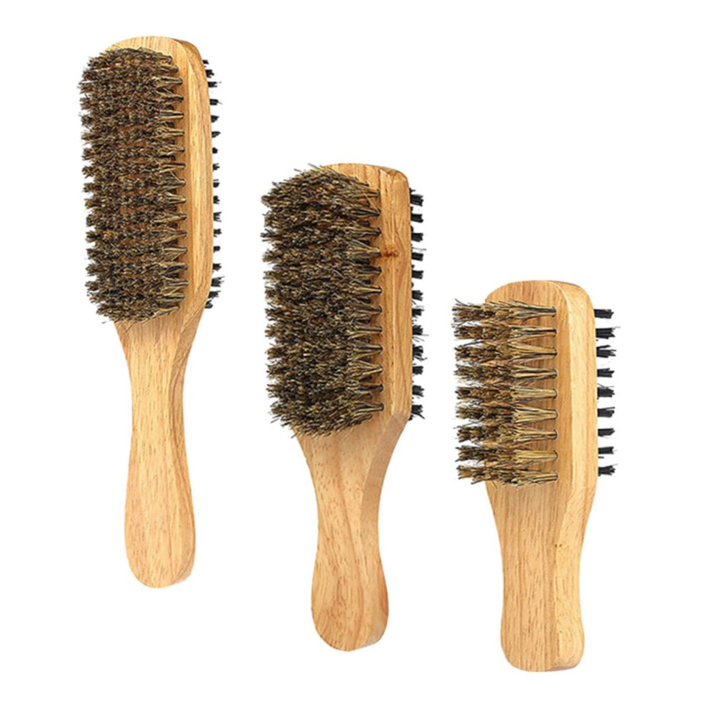 3pcs Dual-sided Beard Brush for Men Nylon Bristles Shaving Brush Hair Clipper Cleaning Tool Barber Grooming Kit