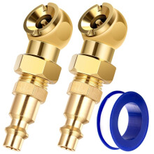 Solid Metal Closed Air Chuck+1/4inch NPT Standard Quick Plug Tire Inflator Gauge Nozzle Metal 2PCS