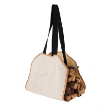 Heavy Duty Log Carrier Bag with Reinforced Handles Convenient and Long Lasting (Beige)