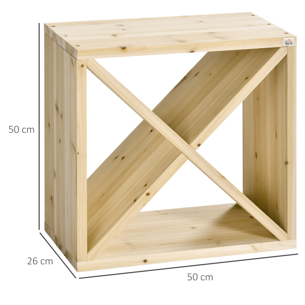 Wooden 24 Bottle Wine Rack Square Tabletop Storage Stand Compact Space Saver Classic Natural Finish-image-OPC-PMY86ZD-NEW