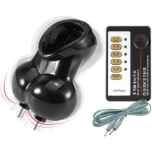 Electric Shock Penis Cage Male Chastity Cage Ring Ball Stretcher Lock Binding Delay Exercise for Adult Men Sex Toys Black