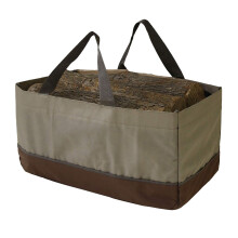 Heavy Duty Waxed Canvas Firewood Bag, Large 24" Log Tote with Handles, 600D Oxford Fabric Fireplace Accessories for Indoor Outdoor