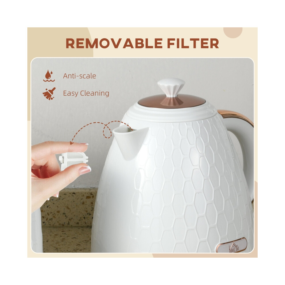 Cream Honeycomb Design Electric Kettle 3kW Rapid Boil - 1.7L Cordless Stainless Steel Kettle for Fast Heating-image-OPC-PMY89PW-NEW