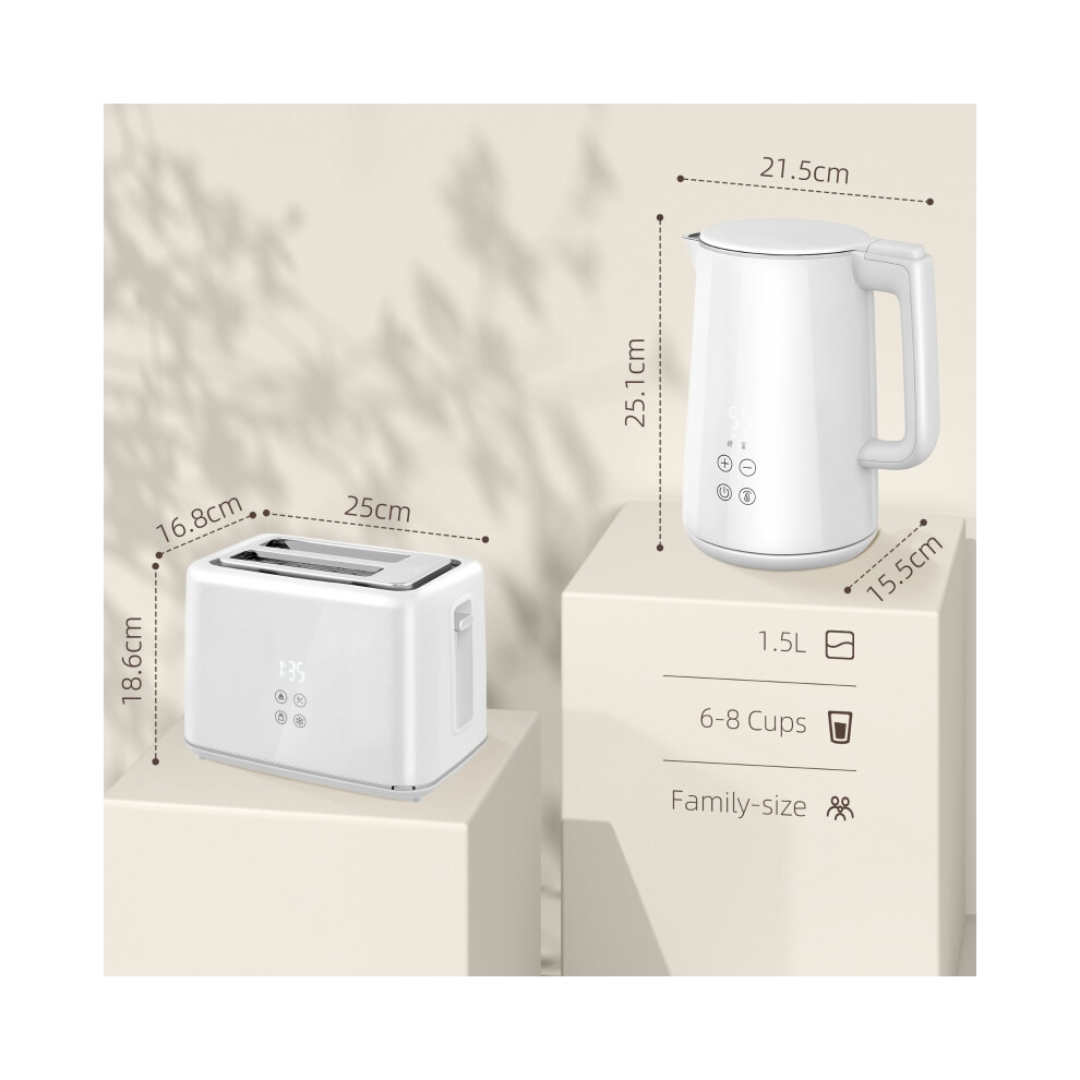 Kettle and Toaster Set in White â Polished Metal Finish 1.7L Capacity Kettle 2-Slice Wide Slot Toaster Stylish and Practical-image-OPC-PMY89PY-NEW