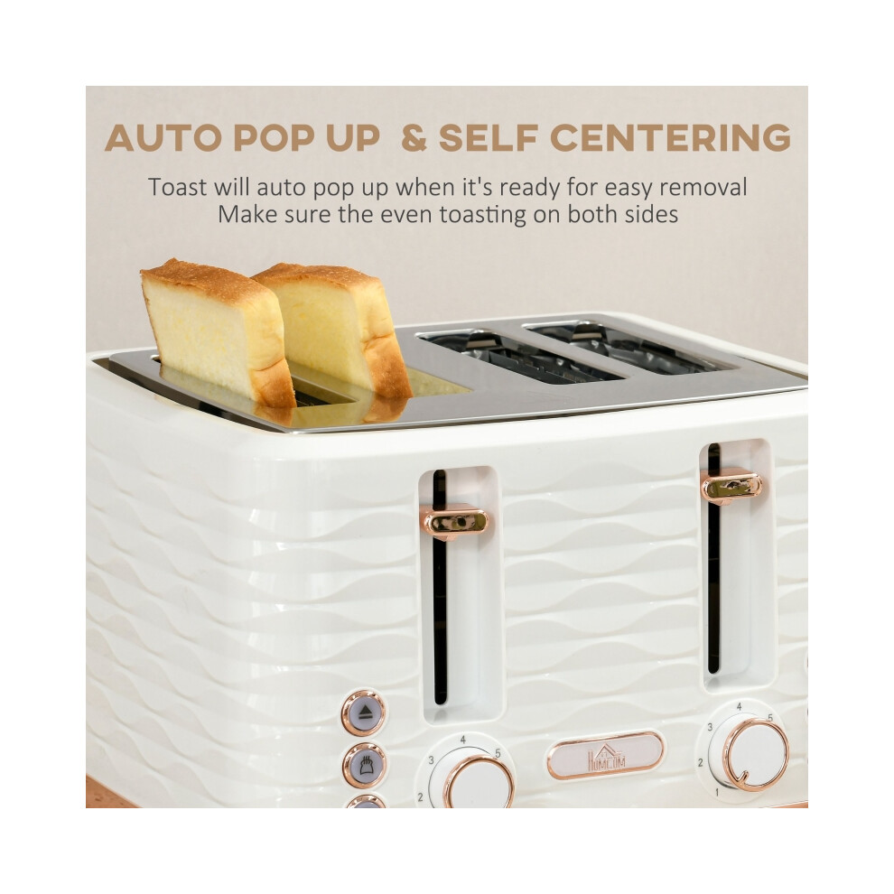 Fast Boil Electric Kettle & 4 Slice Toaster Set 3000W 1.7L Capacity Adjustable Browning Defrost & Reheat Cream White Finish-image-OPC-PMY8BX9-NEW