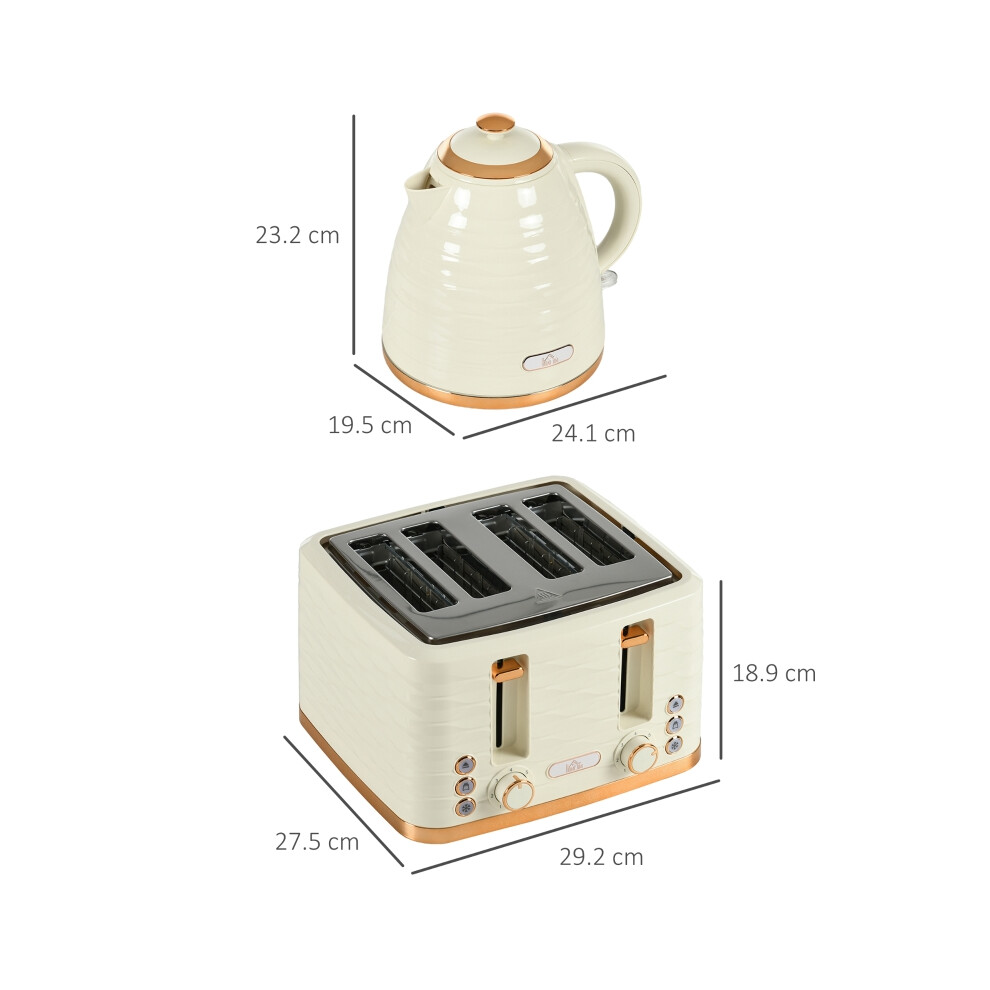 Rapid Boil Kettle & 4 Slice Toaster Set - 3000W 1.7L Capacity Beige 7 Adjustable Browning Controls Crumb Tray-image-OPC-PMY8CBZ-NEW