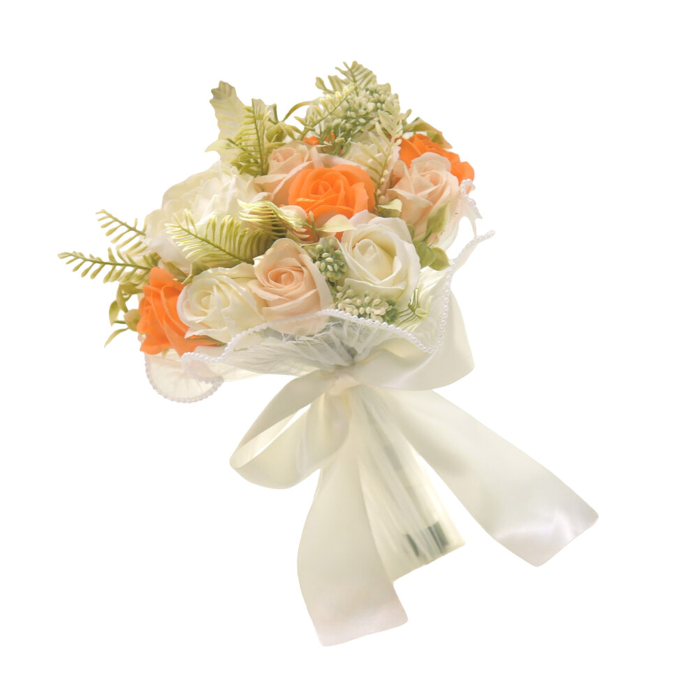 Artificial Rose Bouquets for Bride Bridesmaid Wedding-orange-image-OPC-PMY8CXN-NEW