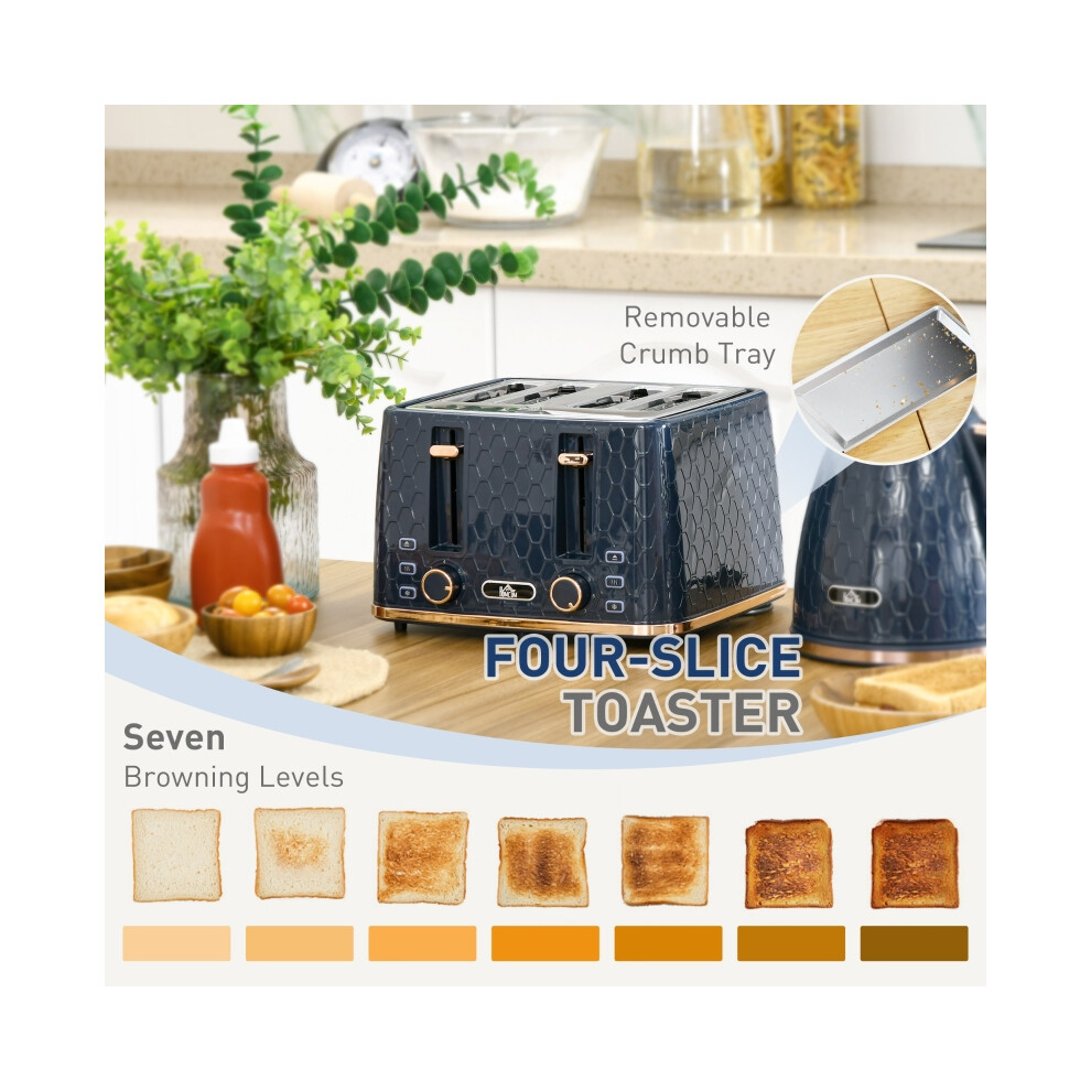 Kettle and Toaster Set 1.7L 3000W Fast Boil Jug with Auto Shut Off & Blue 4-Slice Toaster Adjustable Browning & Crumb Tray-image-OPC-PMY8FV2-NEW