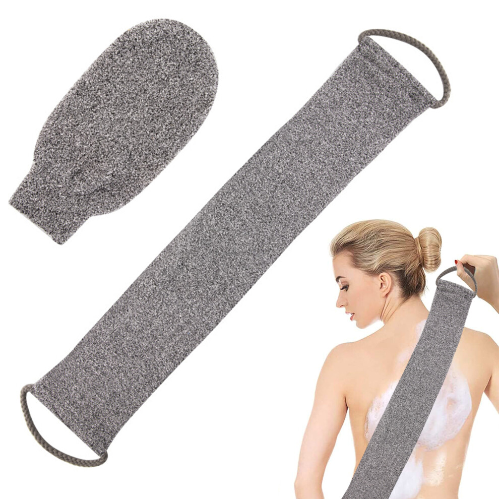 Gray Bamboo Fiber Exfoliating Loofah Scrubber For Bathing Wide Natural