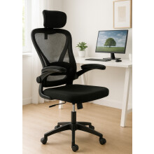 Litton Black Home Office Chair Mesh Back Ergonomic Computer Desk Swivel Chair Adjustable Height, Adjustable Lumbar Support and Padded Arm Rests