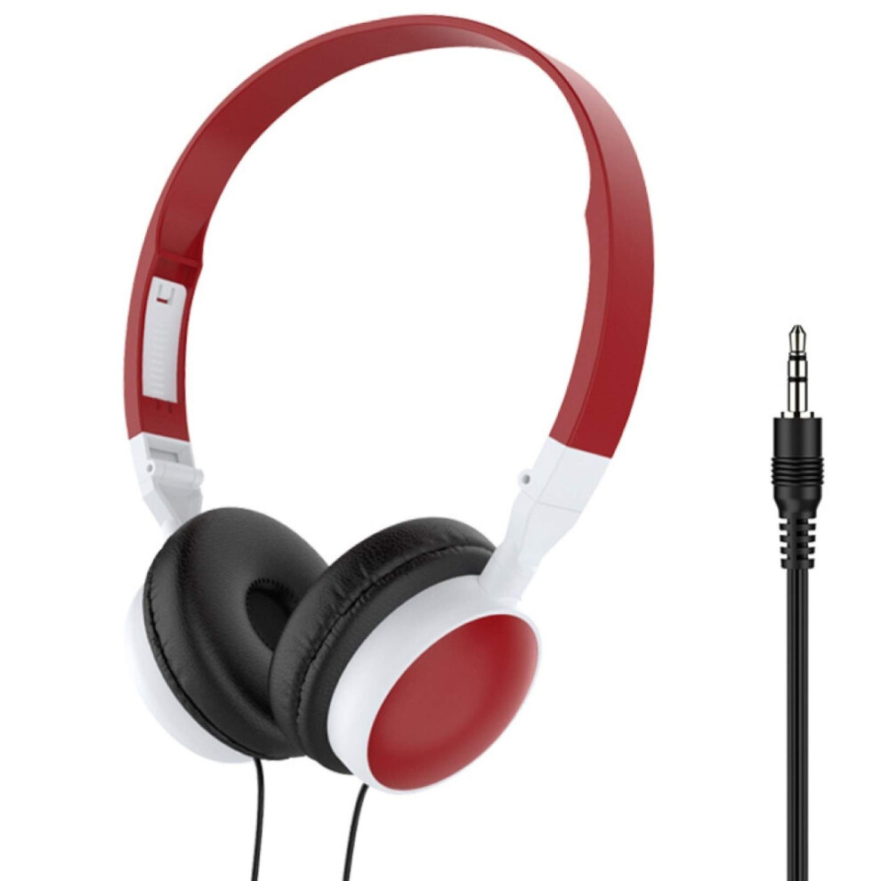Wi Headphone,3.5Mm Foldable Headphones Over Ear Gaming Noise Isolating Headset With Hifi Stereo Heavy Bass For Phone/Pc Red 9105992053667