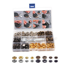 1 set drukknoopsluitingen voor riemen, metalen knopen, messing
