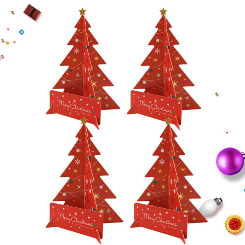 Set mit 4 3D-Weihnachtskarten mit Segensgruß und Umschlag 1