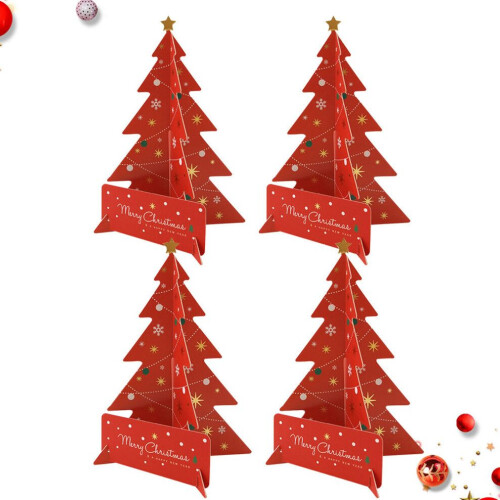 Set mit 4 3D-Weihnachtskarten mit Segensgruß und Umschlag 2