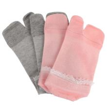 2 Paar atmungsaktive Spitzensocken, grau, ideal für Damen