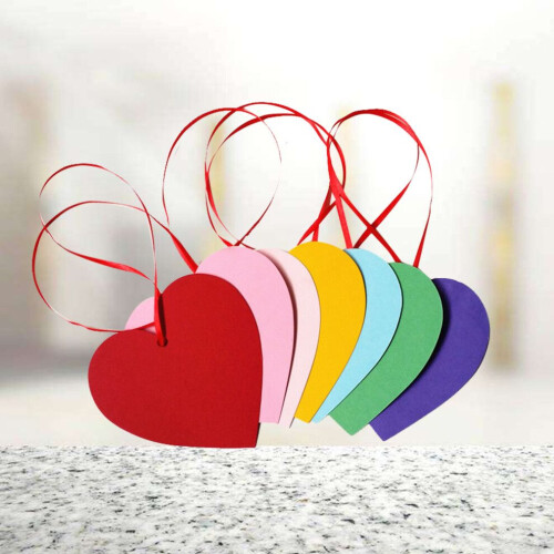50 tarjetas de deseos en forma de corazón con cordón, color aleatorio 2