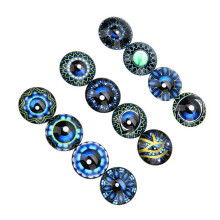 20 18 mm round DIY time disc patches, blue, for crafting