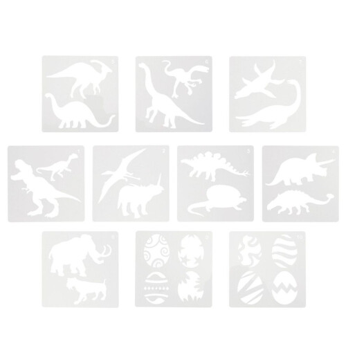 3 Dinosaurusstencils voor kindergezichtsschilderen (wit)