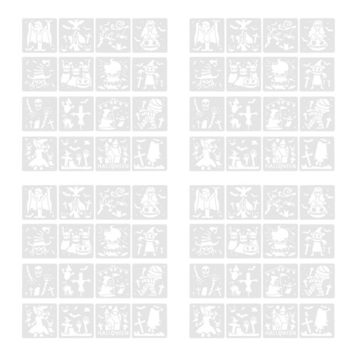 128-piece Halloween stencil set, reusable drawing templates 2