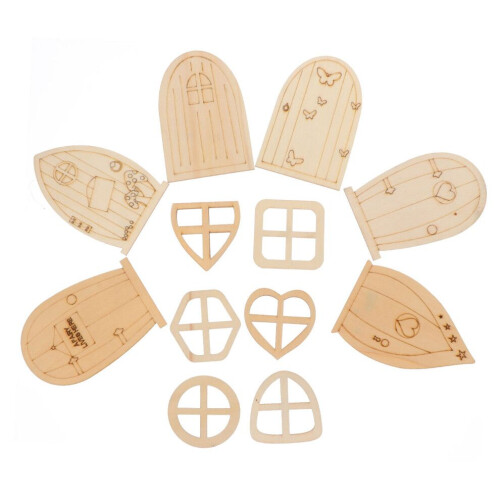 48 paneles de puerta de jardín de hadas de madera para pintar y decorar