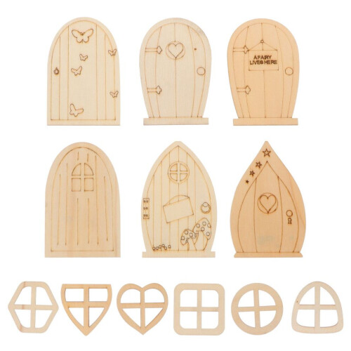 48 paneles de puerta de jardín de hadas de madera para pintar y decorar 2