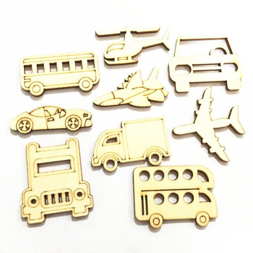 30 wooden vehicle craft decorations DIY random design 1