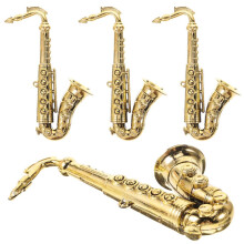 4 saxofones de plástico dorados, kit de manualidades para hacer tú mismo, modelo decorativo.