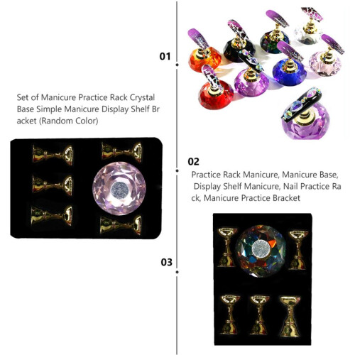 Support pour manucure avec base en cristal, étagère de présentation et support 2