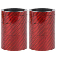 2 Sets Carbonfaser Fahrrad-Kopfhörer-Distanzen 5/10/15/20mm Rot