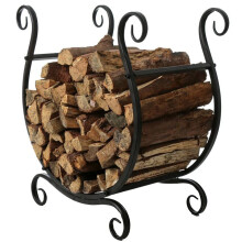 Metal Floor-to-Ceiling Semi-Circular Firewood Storage Shelf - Universal Living Room Divider for nized Firewood Display and Efficient Space Management