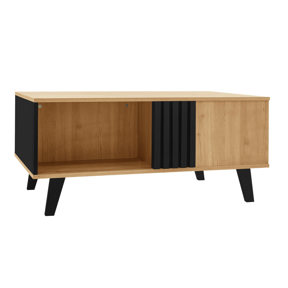 Multi-Functional Coffee Table 100x60x45cm in Wood and Black with Drawers Side Storage Versatile Design-image-OPC-PMYBFFS-NEW