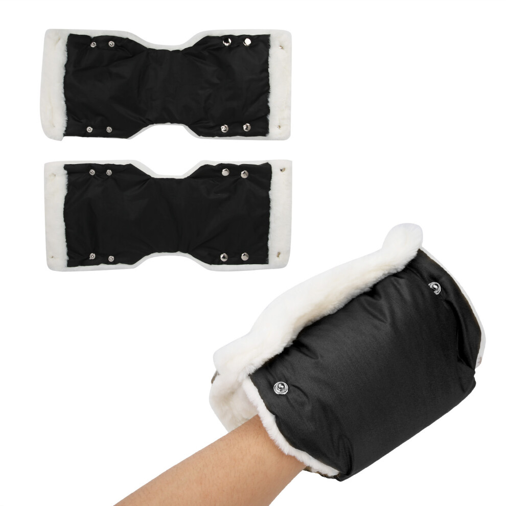 2Pcs Winter Stroller Gloves Waterproof Baby Carriage Hand Muff Black