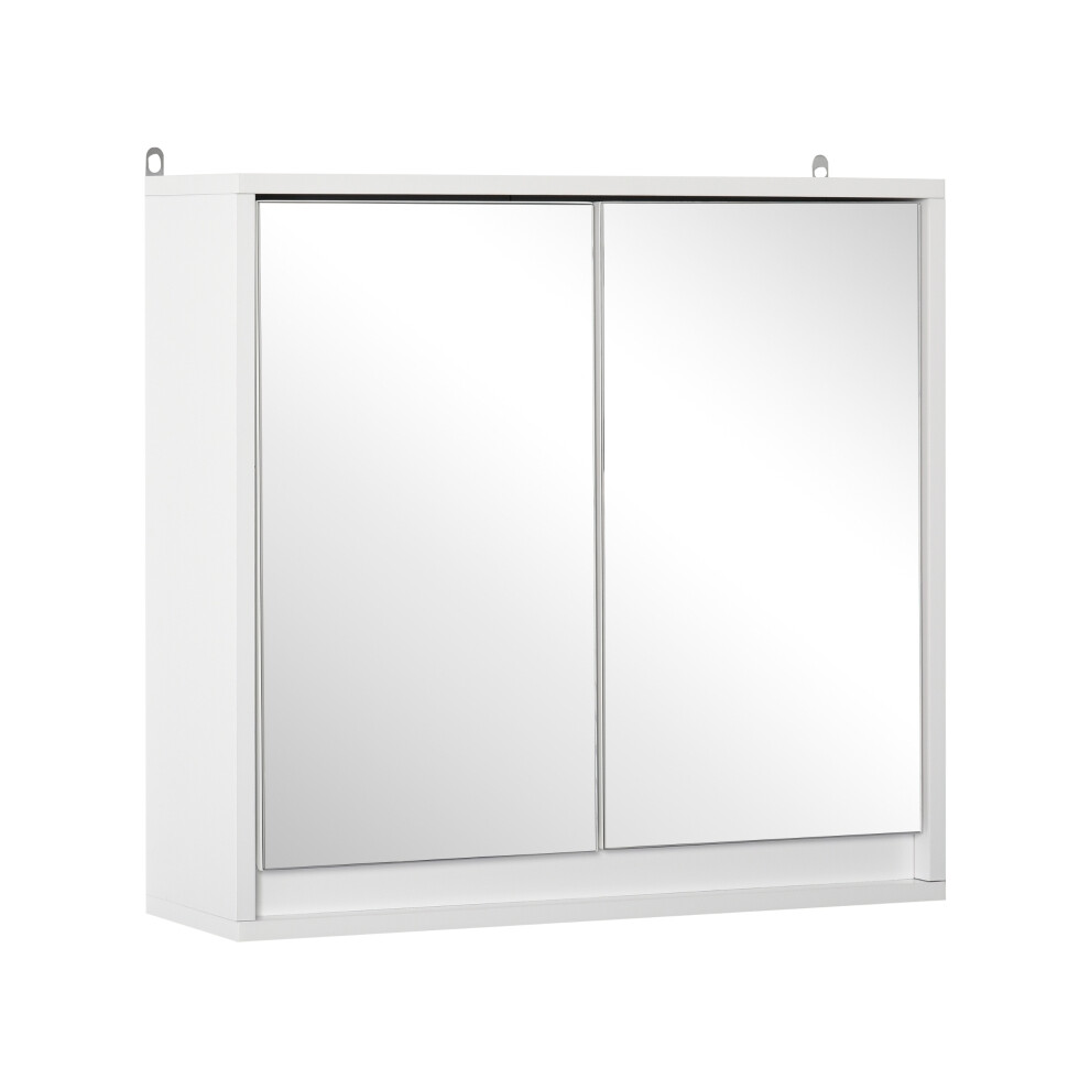 Wall Mount Bathroom Mirror Cabinet with Storage Shelf White Finish Double Door Moisture Resistant MDF 60cm x 70cm-image-OPC-PMYBJK6-NEW