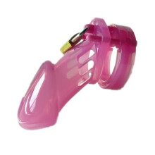 Male Chastity Cock Cages Sex Toys for Men Penis Belt Lock Five Penis Rings Cock Ring Penis Cage Gay Device Chastity Lock for Men(Pink Long)