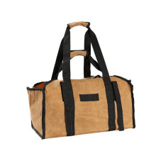 1Pc Capacity Firewood Storage Bag Canvas Carry Pouch for Camping Enclosed Design Keeps Bark and Dirt Contained for Easy Storage Khaki