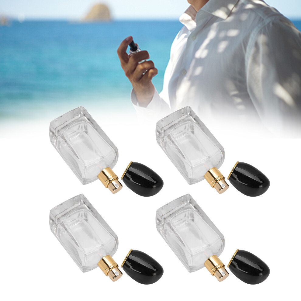 Black 4Pcs 50Ml Glass Refillable Perfume Spray Bottles Empty Atomizers Cover