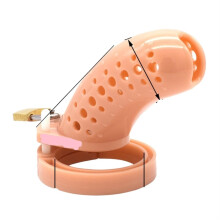 Resin Chastity Cage with 5 Size Penis Ring Penis Abstinence Cheating Prevention Cock Cage Male Chastity Device Male Sex Toys 18+(Skin L)