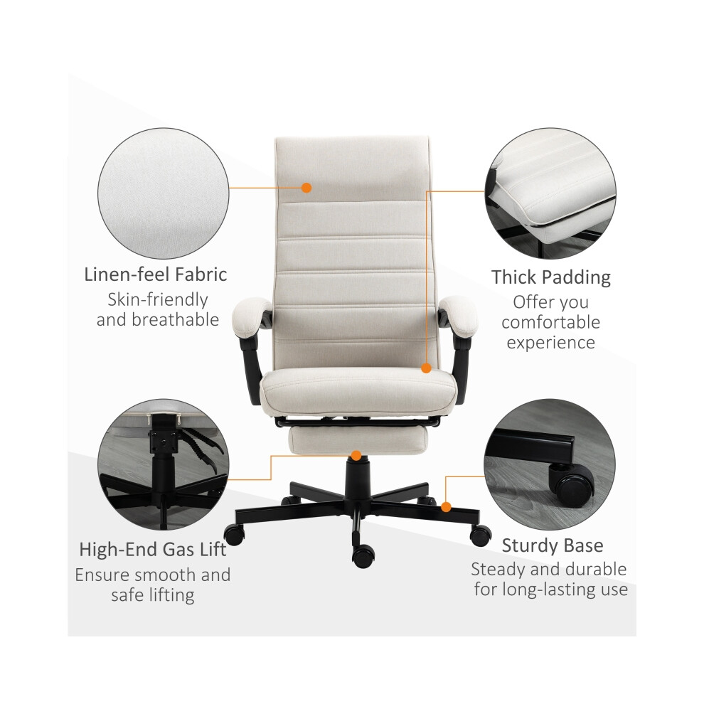 Computer Desk Chair Cream White Fabric Swivel Office Chair with Height Adjustment & Rolling Casters-image-OPC-PMYBNQC-NEW