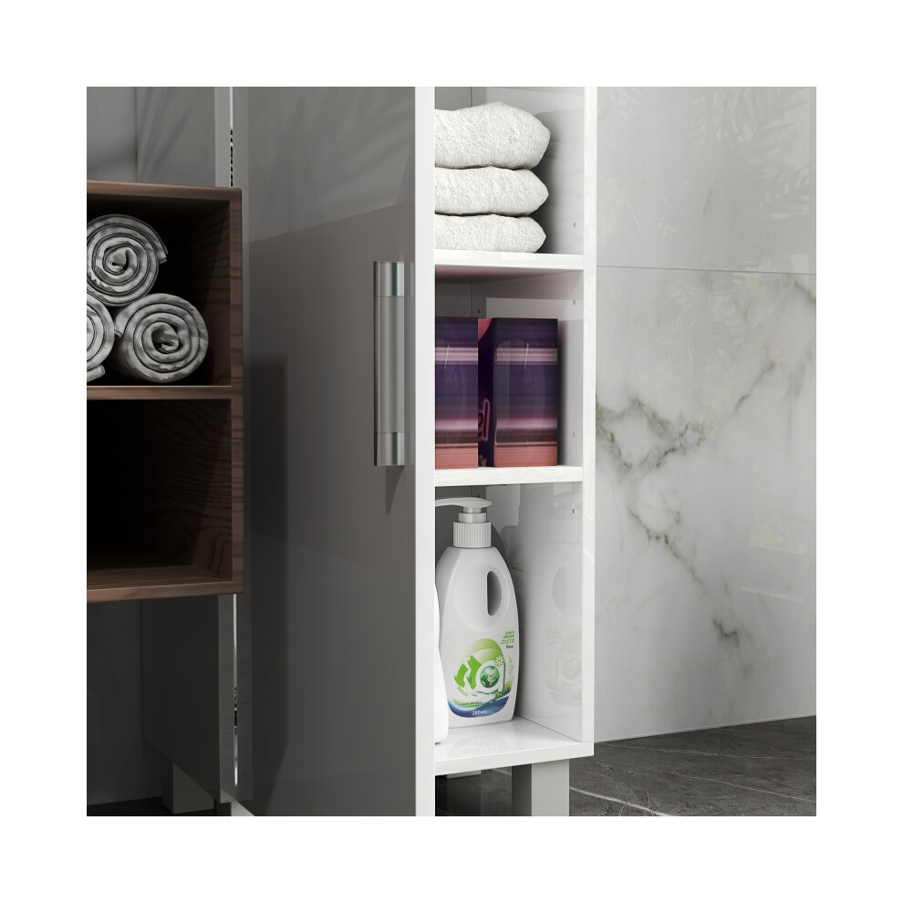 Bathroom Storage Cabinet Tall with Double Doors Freestanding Design Adjustable Shelves White 170cm-image-OPC-PMYBP69-NEW