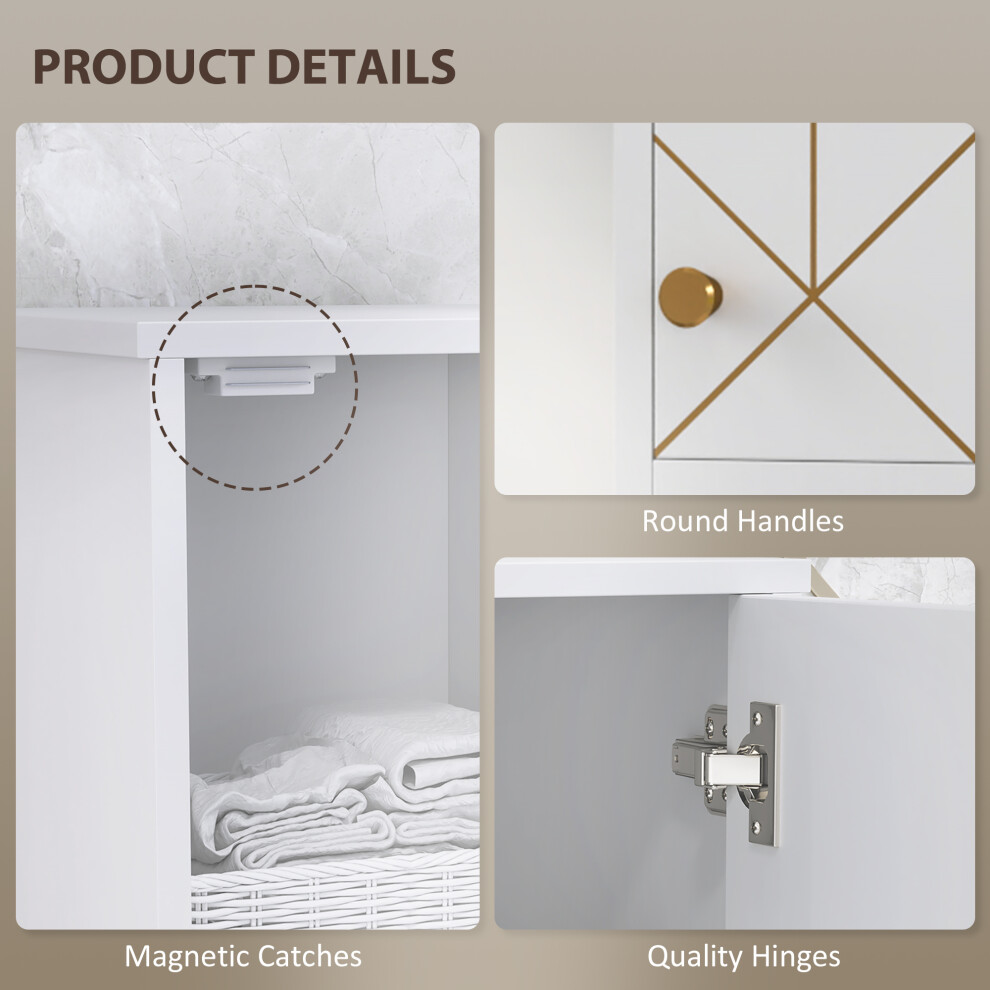 Slim Bathroom Storage Cabinet with Doors White Tall Freestanding Unit Adjustable Shelves for Efficient Bathroom Storage-image-OPC-PMYBQ27-NEW