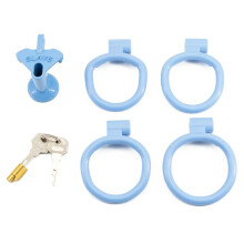 Invisible Chastity Cage Penis Bondage Abstinence Anti-Cheating Cock Cage with 4 Size Ring Male Sex Toy Adult Erotic Product(Blue-L)