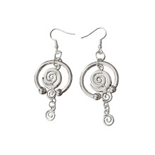 Swirls Pattern Silver Drop Earrings Handmade Comfortable Ear