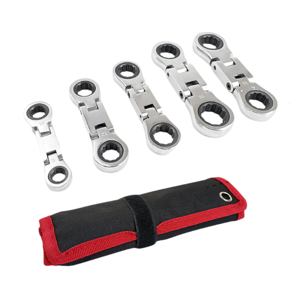 5Pcs Double Flexible Head Ratchet Wrench Set 72T Alloy Steel 7754000311521