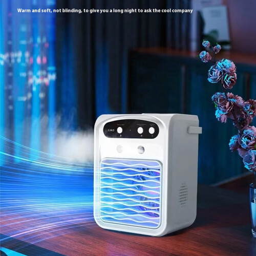 (white) Desktop Air Cooler With Humidification Feature And LED Lights 2