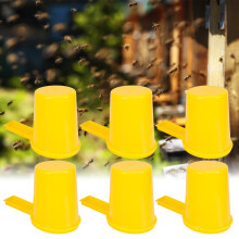6Set Bee Water Feeder Beekeeping Drinking Device Plastic Yellow 521g